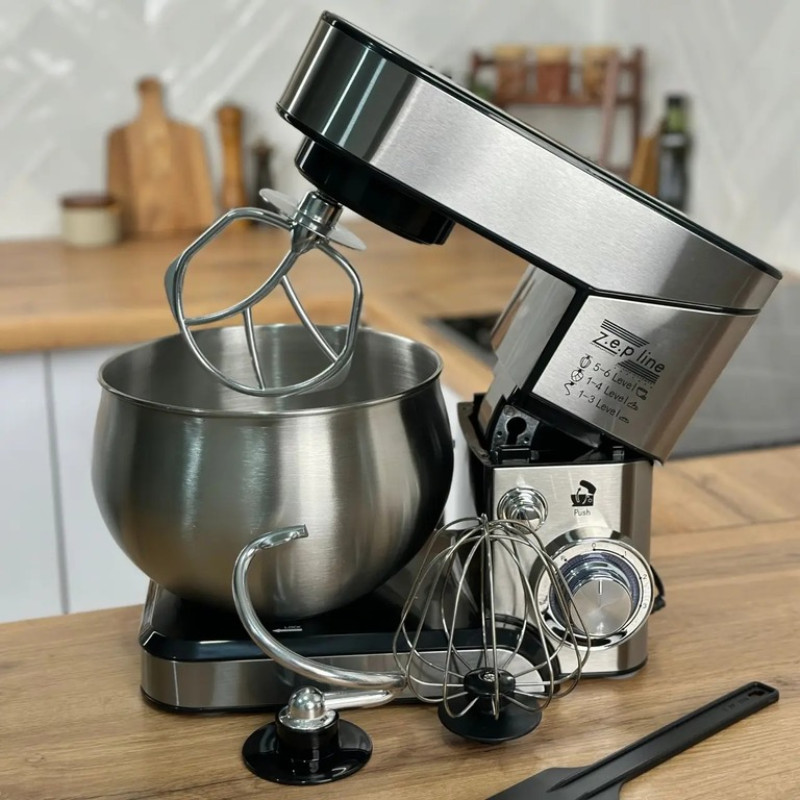 Кухонний тістоміс міксер Zepline ZP-105 3в1, 3500 Вт, чаша 6 л, 6 швидкостей, планетарна система