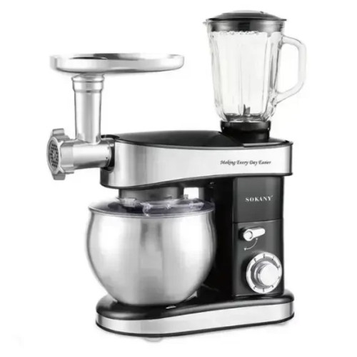 Кухонний комбайн Sokany SK-05010, планетарний міксер 7,5 л, 6 швидкостей, м’ясорубка, блендер, 4 насадки
