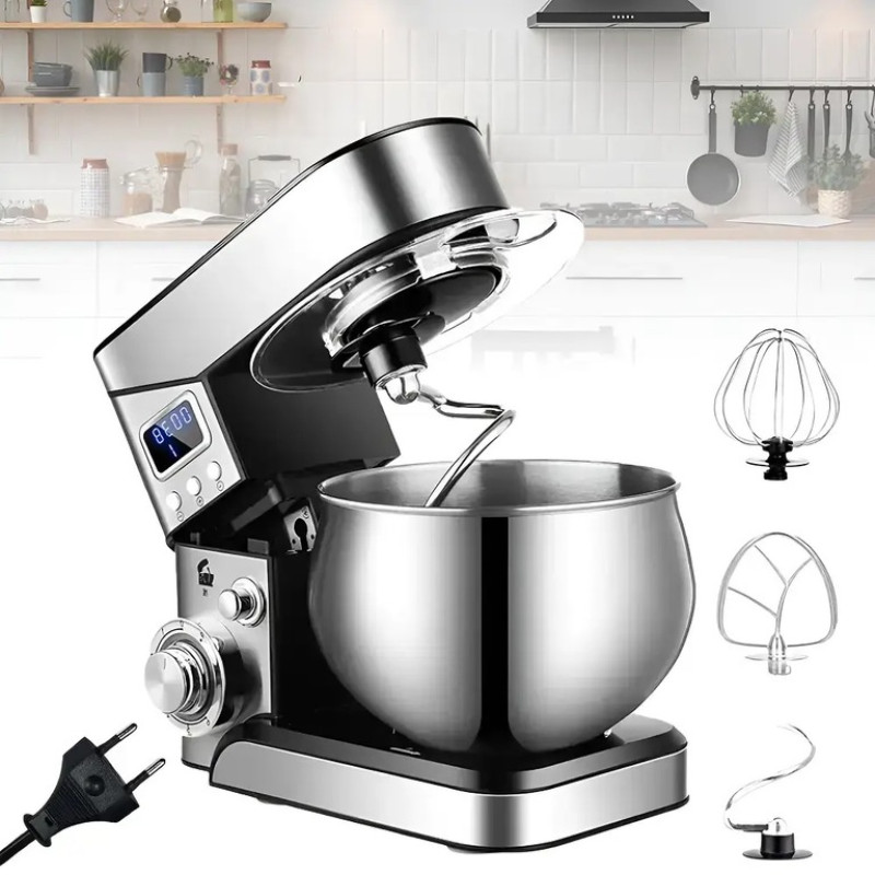 Планетарный миксер Top Kitchen TK00224, 4000 Вт, чаша 6 л из нержавеющей стали, дисплей, 7 режимов, 3 насадки