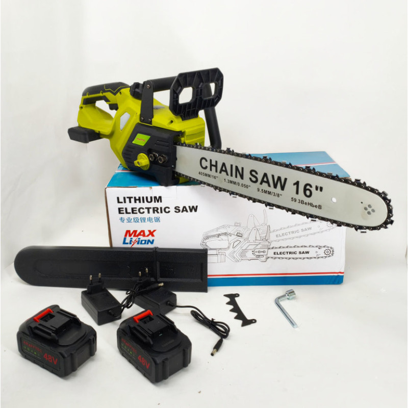 Мини-пила для дачи YK-60 — аккумуляторная цепная пила 16″ для дерева (36V, 6.0Ah, 2 аккумулятора)