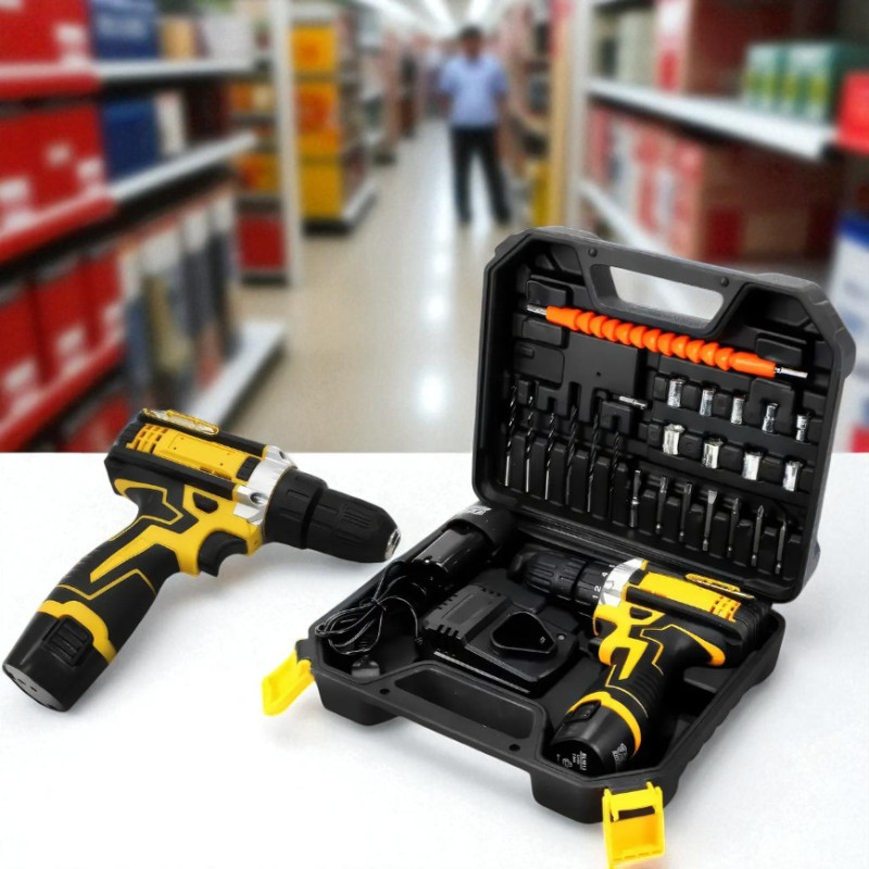 Набір акумуляторний шурупокрут з насадками Yellow 12V у валізі