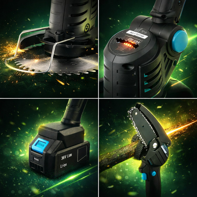 Акумуляторний тример для трави та кущів THO Lithium 36V + міні-пилка 6" (2 акумулятори)