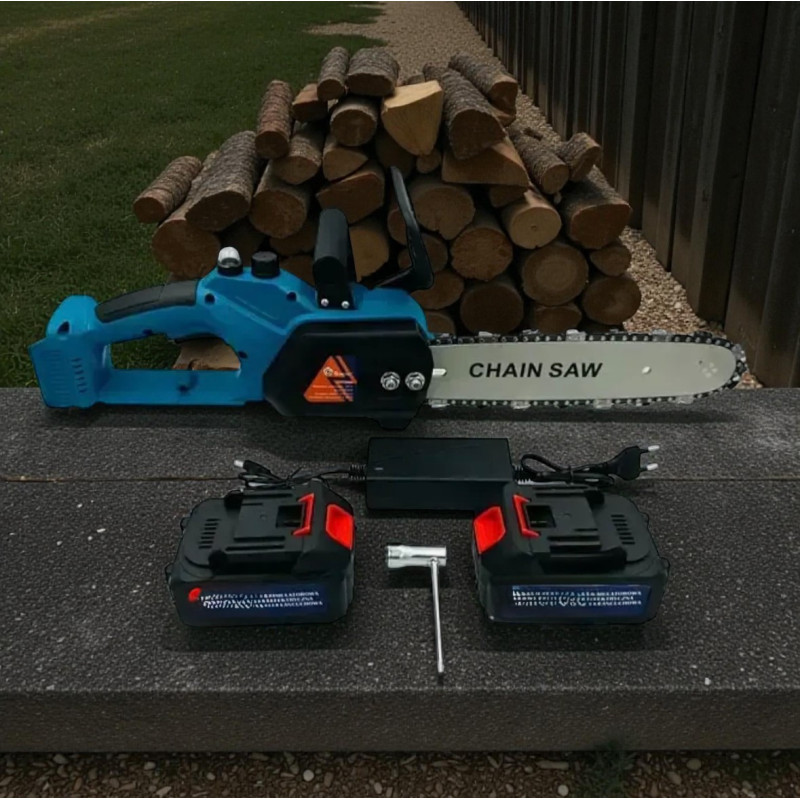 Аккумуляторная цепная пила 12" 48V 6Ah 2500W с автоматическим смазыванием (2 аккумулятора)