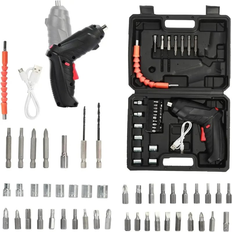 Акумуляторний шуруповерт-трансформер з підсвіткою, 48 насадок у кейсі