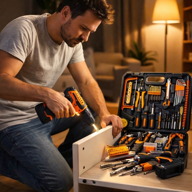 Акумуляторний дриль-шурупокрут з набором інструментів 102 предмети у кейсі