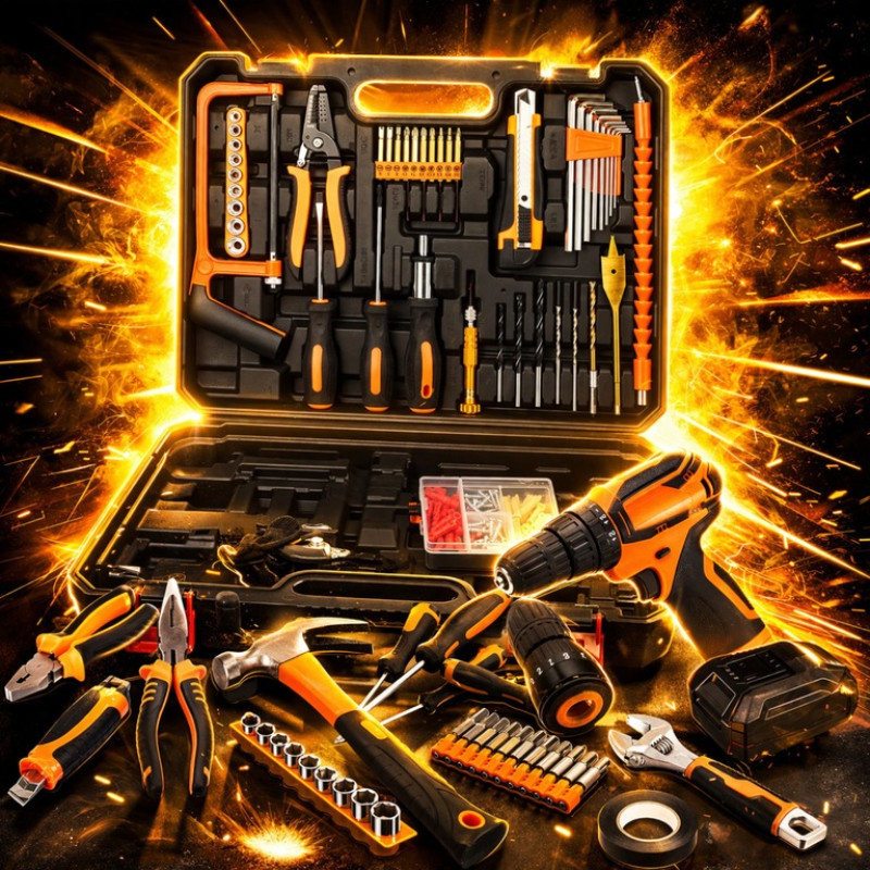 Акумуляторний дриль-шурупокрут з набором інструментів 102 предмети у кейсі
