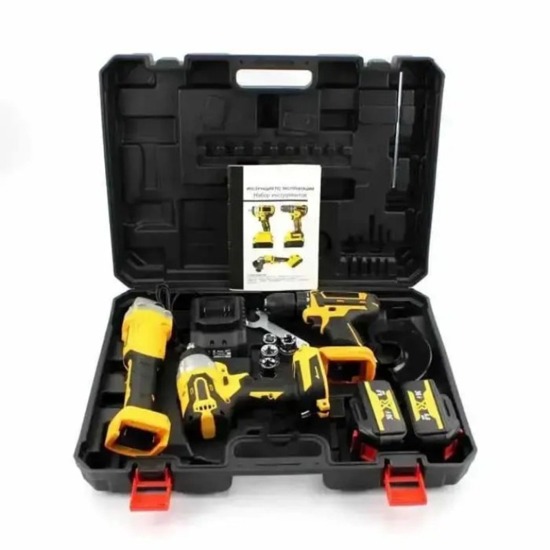 Набор инструментов 3 в 1 KAR100 (шуруповерт, гайковерт, шлифовальная машинка) 2 АКБ