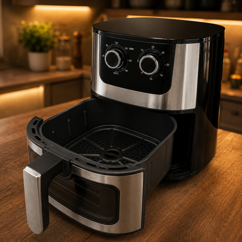 Аэрофритюрница Rainberg RB-2269 8 л 4200 Вт с механическим управлением, чёрная