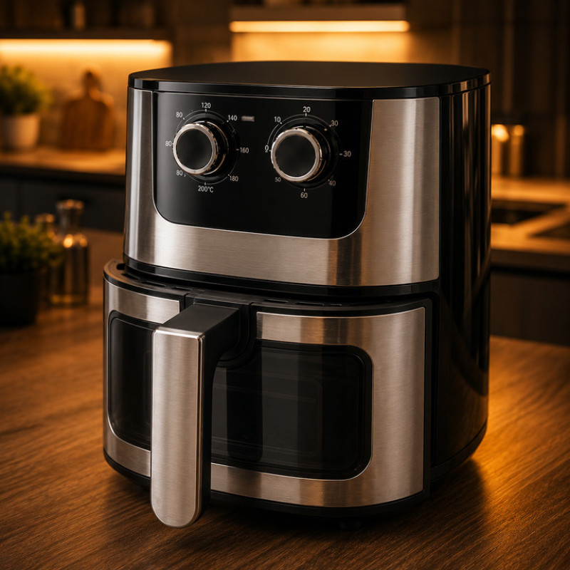 Аэрофритюрница Rainberg RB-2269 8 л 4200 Вт с механическим управлением, чёрная