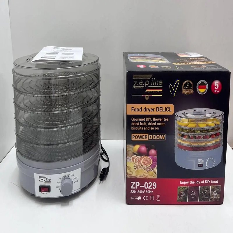 Электросушилка для овощей, фруктов и зелени Zepline ZP 029, 500 Вт, 5 поддонов, серая