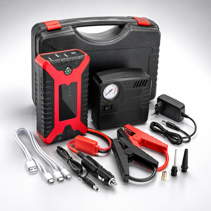 Автомобільний пускозарядний пристрій Jump Starter Power Bank 99800mAh з компресором