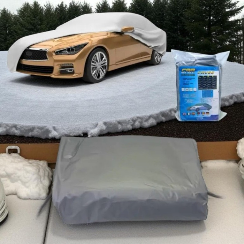 Чохол на машину від сонця та снігу Universal Car Cover — тришаровий тент з вітрозахистом і світловідбиваючими смугами