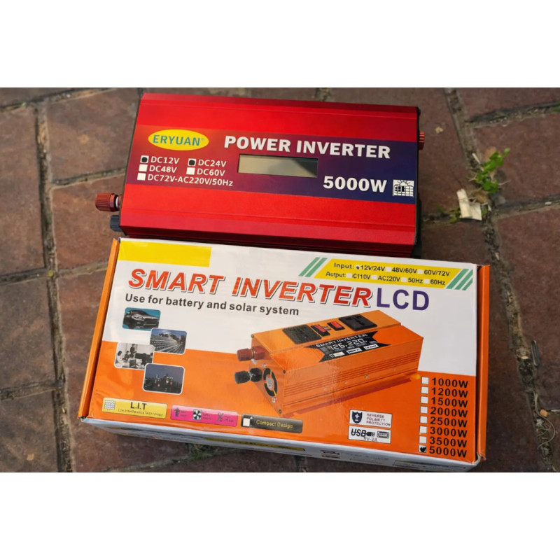 Перетворювач напруги 12V/24V → 220V 5000W LCD SMART, модифікований синус