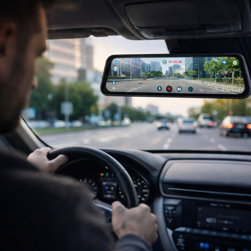 Дзеркало-відеореєстратор H02 з камерою заднього виду, 9.66" сенсорний екран Full HD