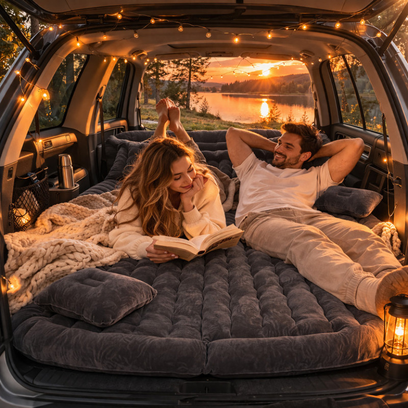 Автомобільний надувний матрац 183×140 см з насосом та 2 подушками для авто