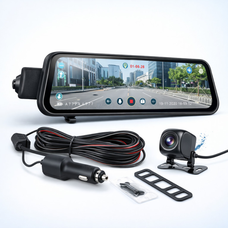 Дзеркало-відеореєстратор H02 з камерою заднього виду, 9.66" сенсорний екран Full HD