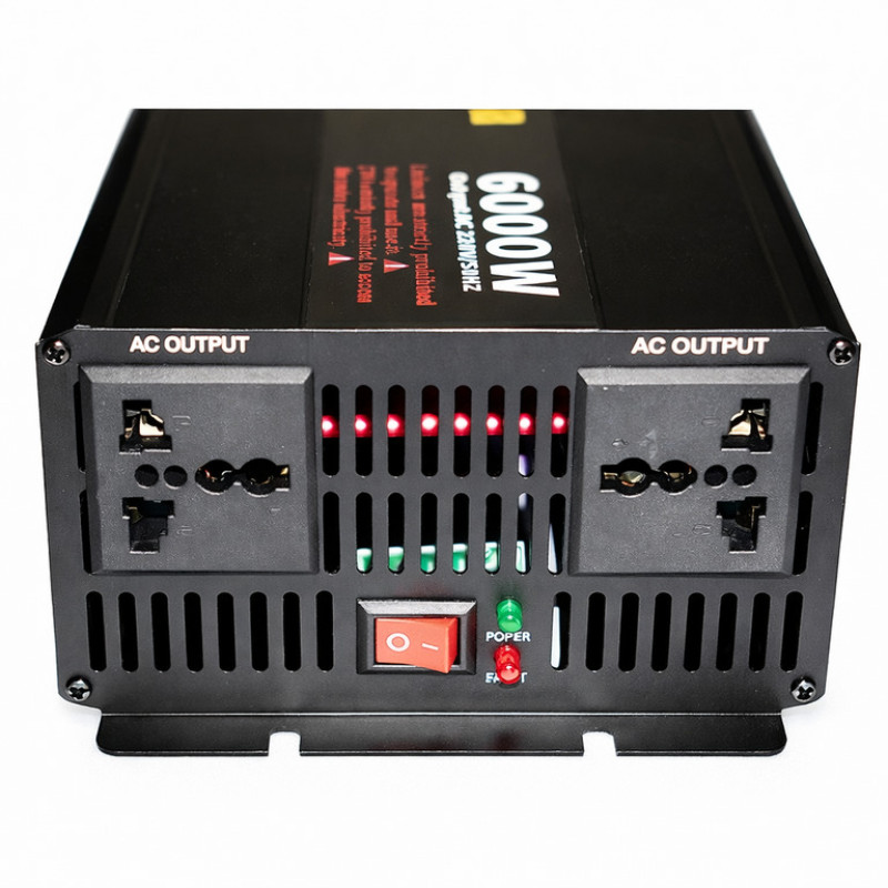 Перетворювач напруги ERYUAN 12–220 В MX-6000 Вт, чиста синусоїда, LCD-дисплей, інвертор від акумулятора