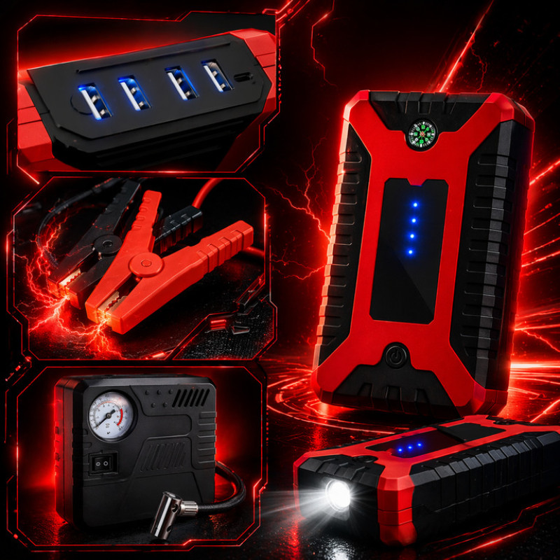 Автомобільний пускозарядний пристрій Jump Starter Power Bank 99800mAh з компресором