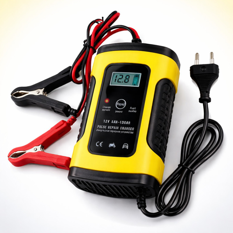 Зарядний пристрій для авто акумулятора FOXSUR 12V/24V 6-8A з LCD дисплеєм