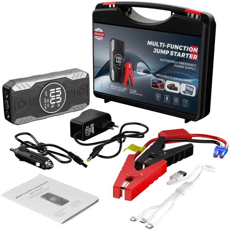 Пуско-зарядное устройство JUMPSTARTER QY19 с дисплеем и фонарем, 11900 мАч