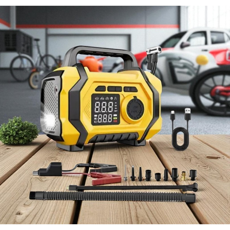 Портативний компресор ATJ-201 — міні-компресор для авто з цифровим дисплеєм і функцією Powerbank