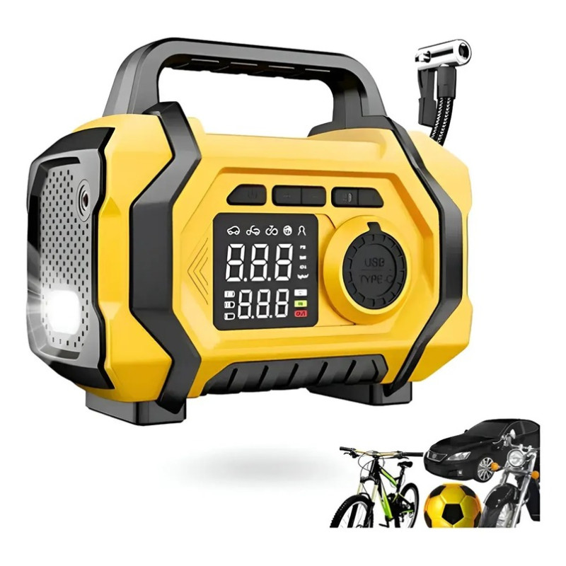 Портативний компресор ATJ-201 — міні-компресор для авто з цифровим дисплеєм і функцією Powerbank