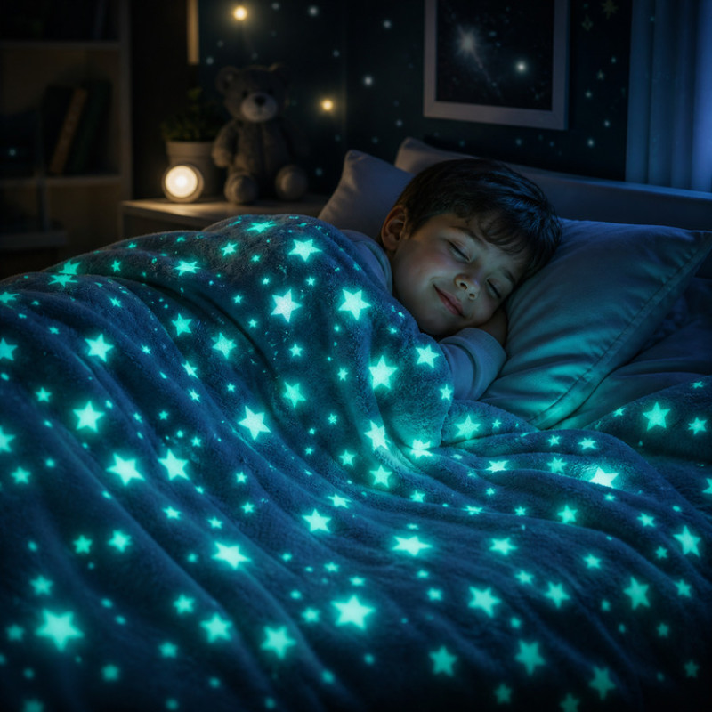 Серый детский плед Magic Blanket 150*200, светящийся в темноте