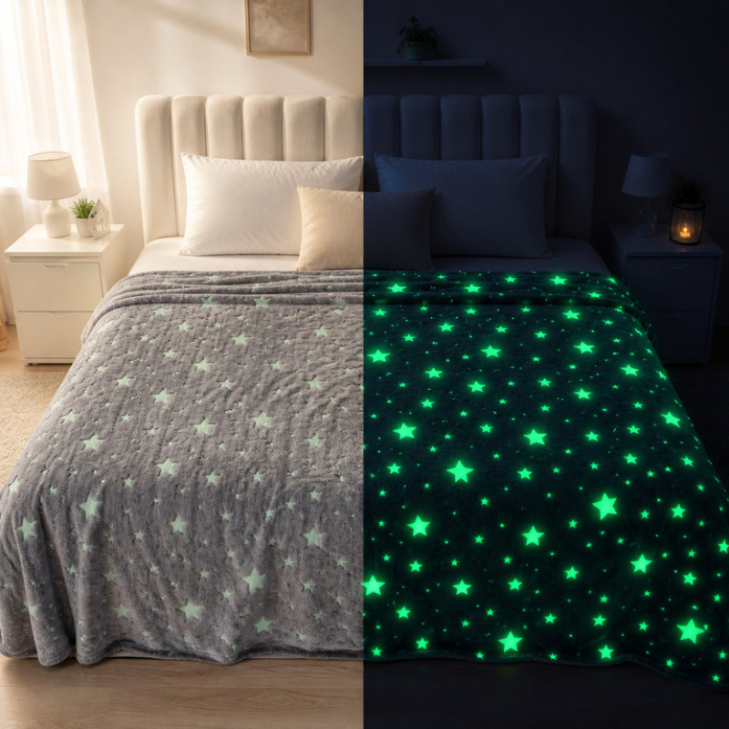Серый детский плед Magic Blanket 150*200, светящийся в темноте