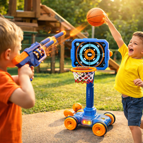 Дитячий тир 3в1 (801-17): баскетбол, пістолет та рухома мішень