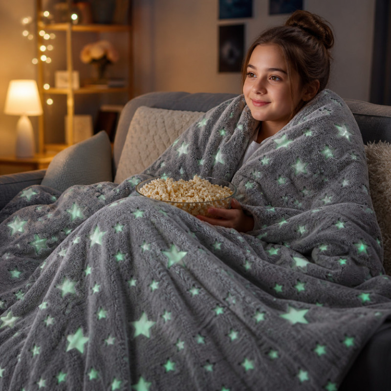 Серый детский плед Magic Blanket 150*200, светящийся в темноте
