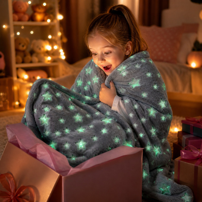 Серый детский плед Magic Blanket 150*200, светящийся в темноте