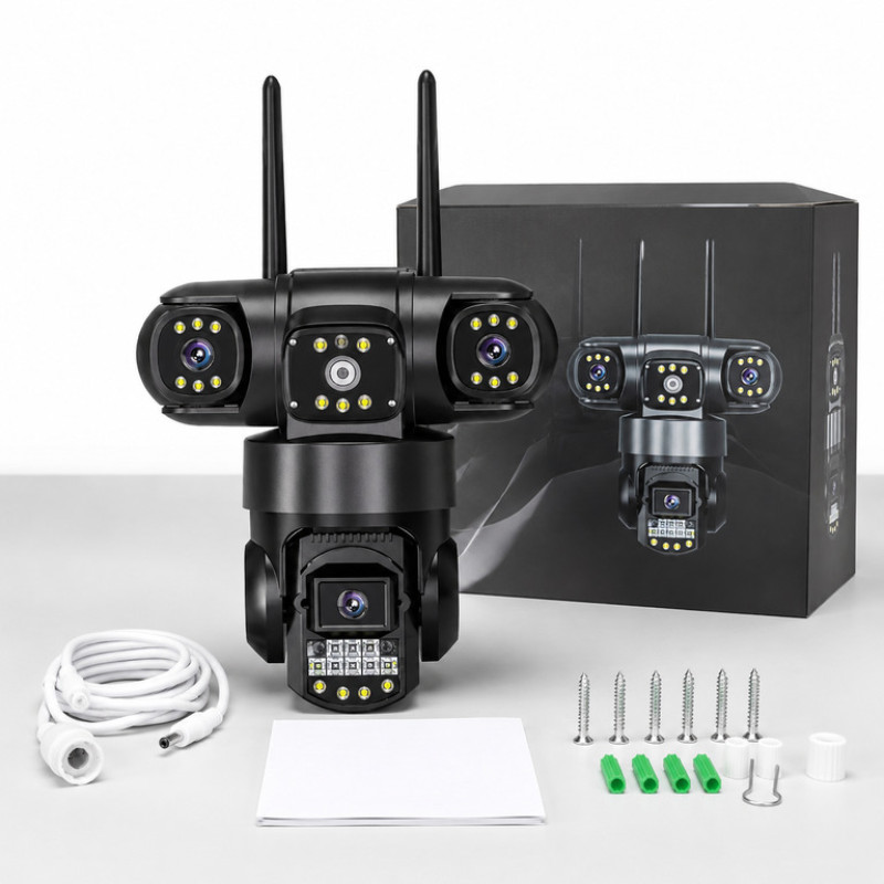 Вулична поворотна 4G IP-камера відеоспостереження EVKVO SC28 V380 Pro | 3 лінзи | 16 МП | Нічне бачення | IP66