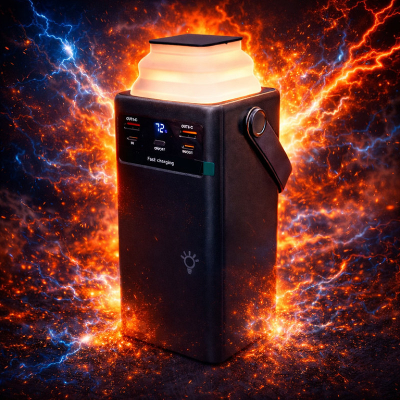 Павербанк PD-80 80000 mAh 22.5W Fast Charge с фонарем и кабелями