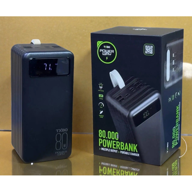 Повер банк Power Way TX80 80000mAh с 3 кабелями
