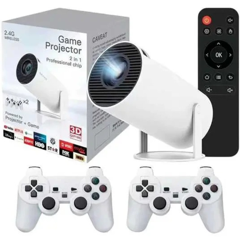 Проектор с играми и джойстиками Android 11 + карта microSD 64GB (M300 MAX / HY300)