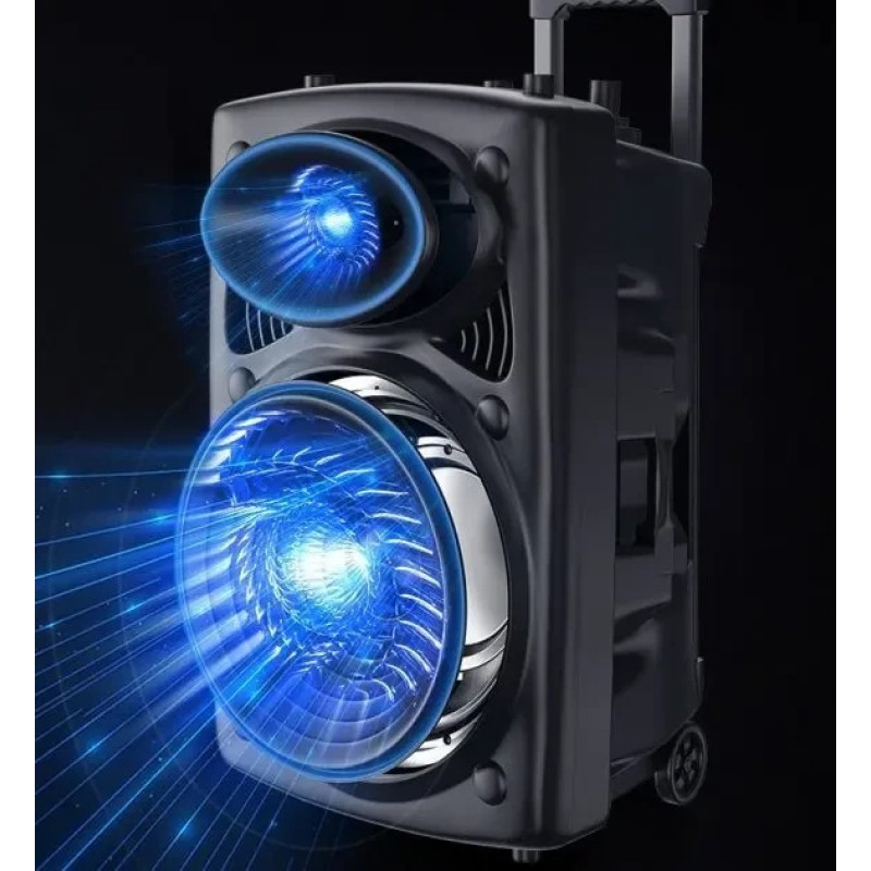 Портативна акустична система Su-Kam BT 150D з двома радіомікрофонами — 150 Вт, Bluetooth, FM, REC та акумулятор 7500 mAh