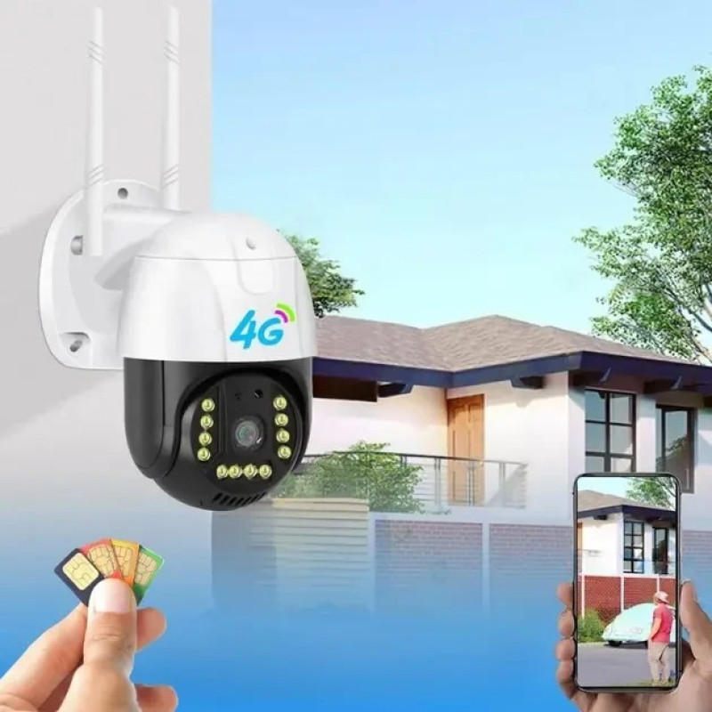 Камера наружного видеонаблюдения 4G Sim V380 PRO с солнечной панелью, ночной съёмкой и поворотным механизмом IP66