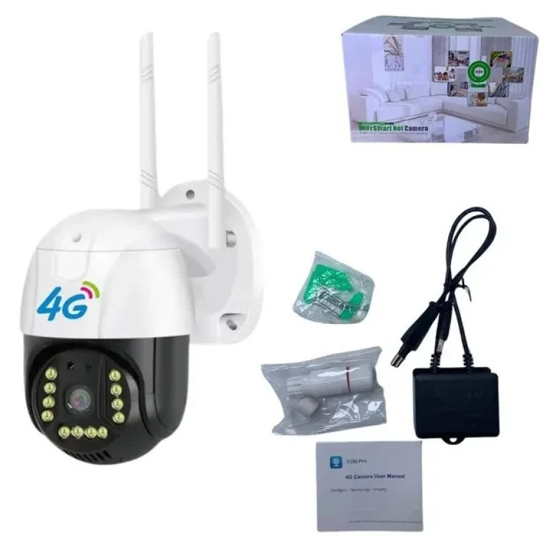 Камера наружного видеонаблюдения 4G Sim V380 PRO с солнечной панелью, ночной съёмкой и поворотным механизмом IP66