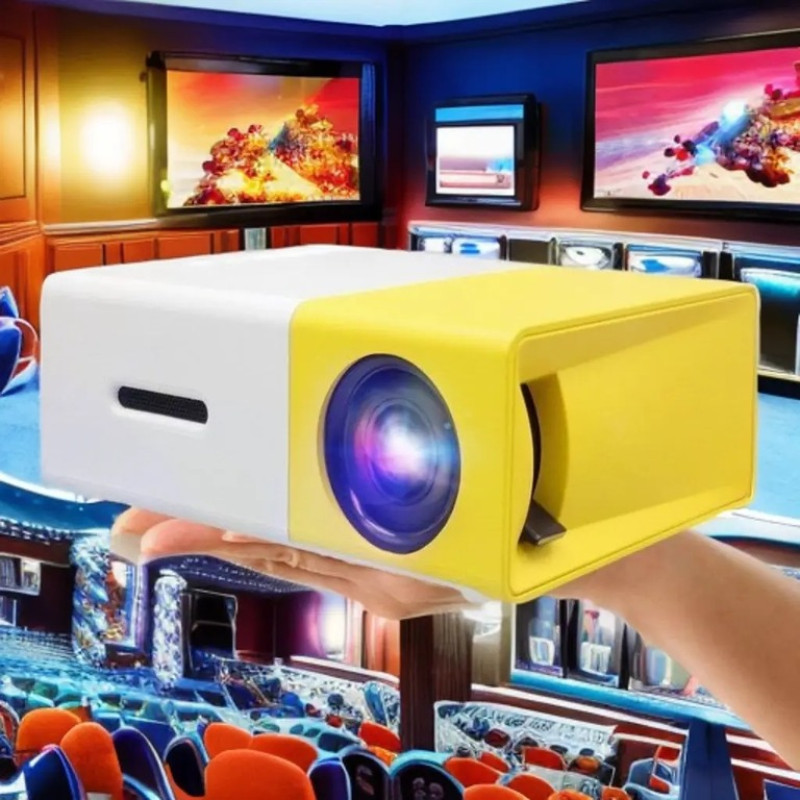 Портативный мультимедийный проектор UKC YG-300 с динамиком, White/Yellow