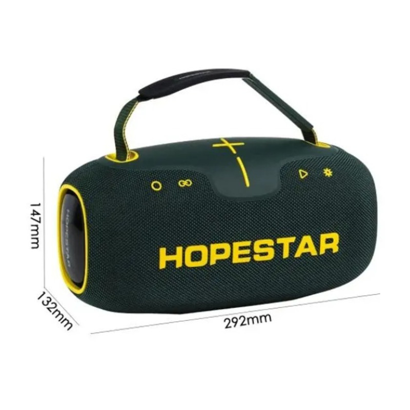Портативная колонка Hopestar Party Box 150 — зелёная, 60 Вт, с RGB-подсветкой и защитой IPX5