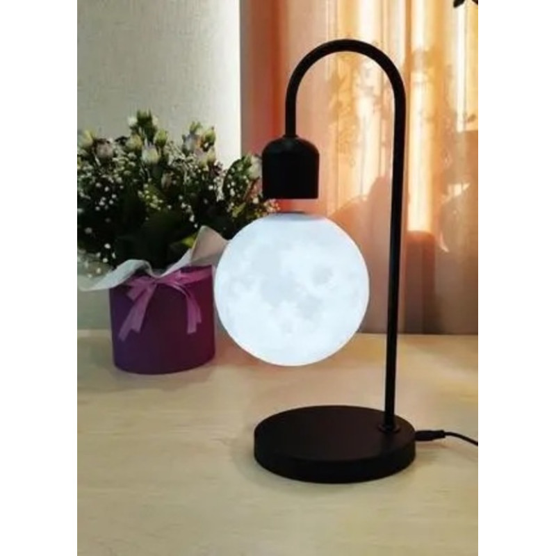 Лампа-ночник настольный левитирующий «Луна» с магнитной и беспроводной Qi-зарядкой