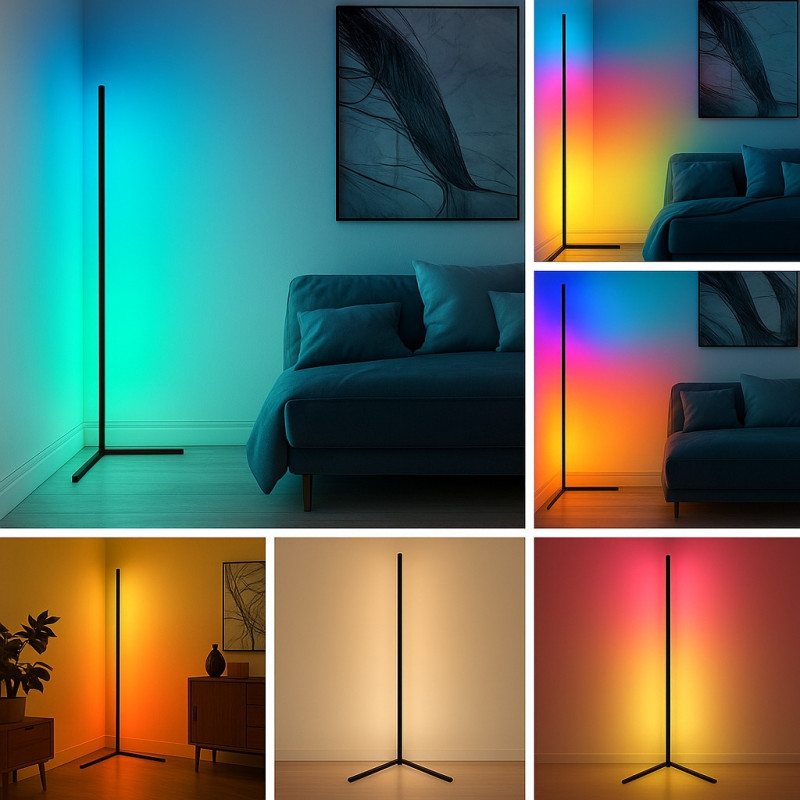 Кутовий RGB торшер 1,2 м із пультом — підлоговий світильник-нічник