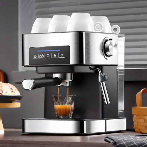 Кавоварка еспресо Domotec MS-136, 1,6 л, 850 Вт, 15 барів, сенсорна панель, насадка для спінювання молока