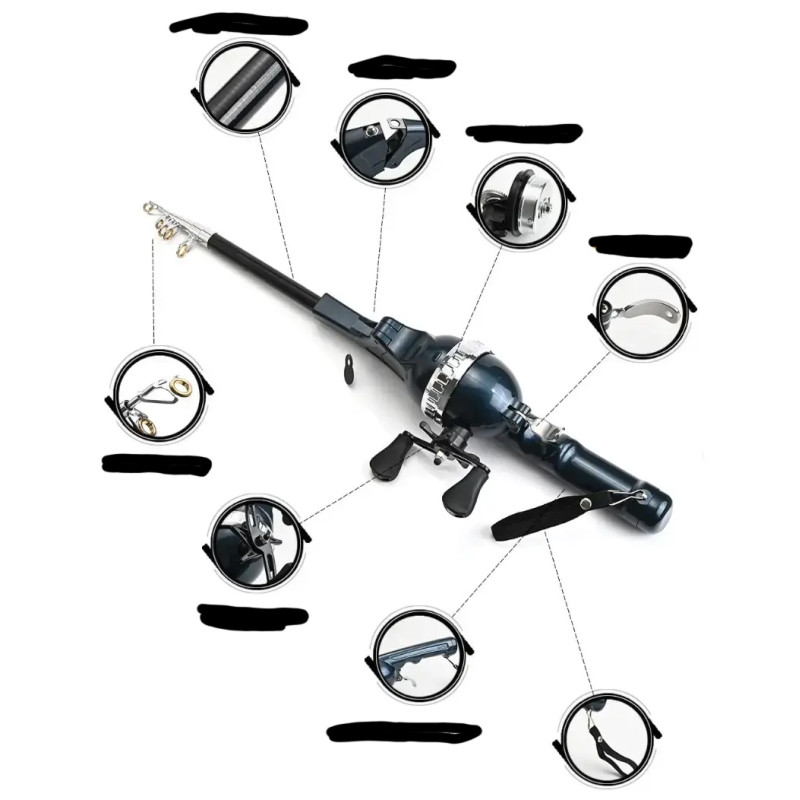Міні спінінг складний телескопічний з котушкою — компактна удочка для риболовлі