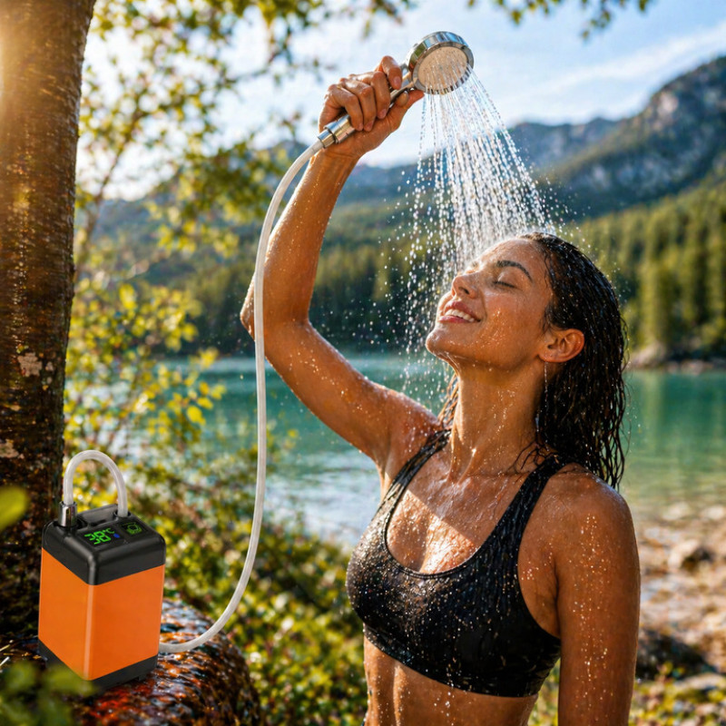 Портативний душ 3.7 В з дисплеєм температури, фільтром і регулюванням напору