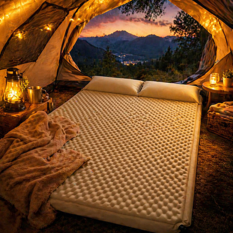 Самонадувний туристичний матрац 190×130×3 см з подушками