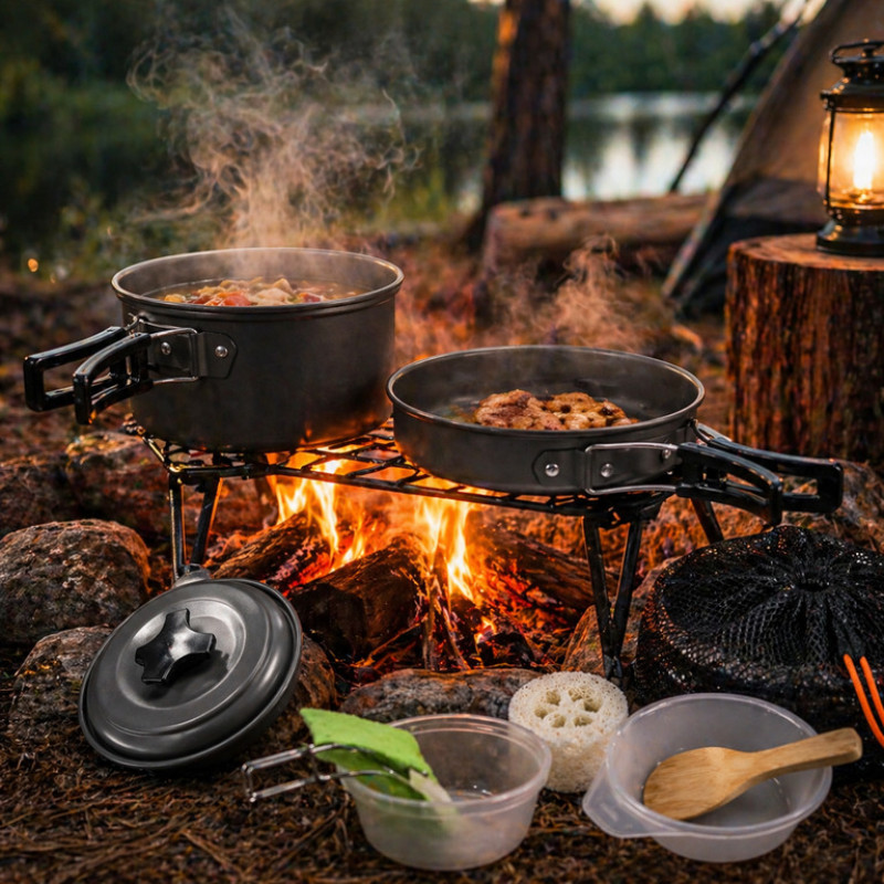 Набір туристичного посуду DS-200 алюмінієвий для кемпінгу на 2 особи