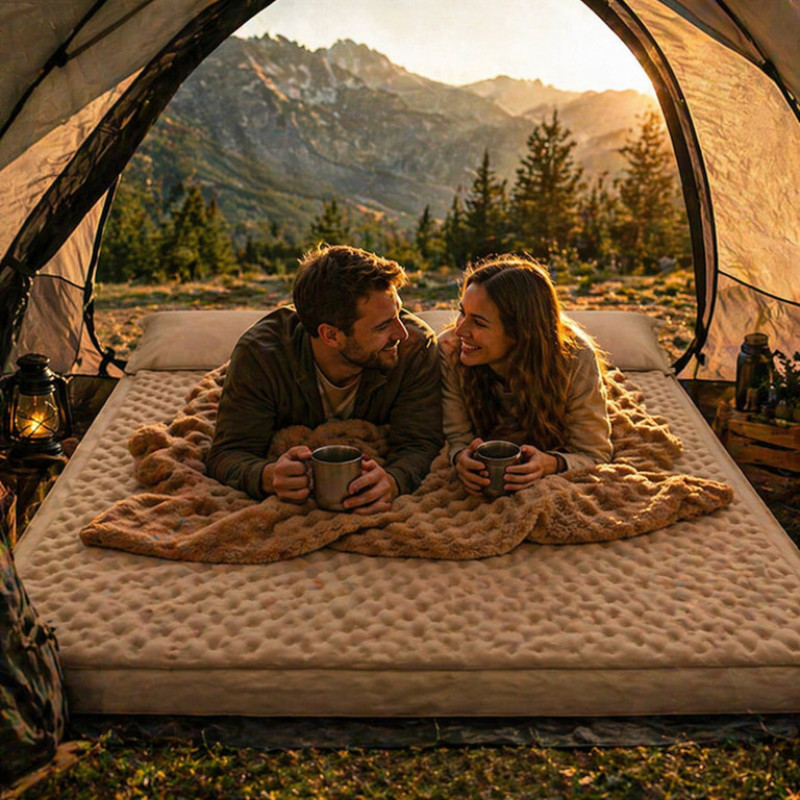 Самонадувний туристичний матрац 190×130×3 см з подушками