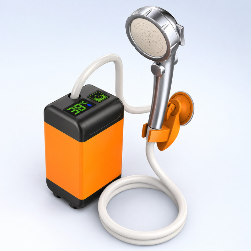 Портативний душ 3.7 В з дисплеєм температури, фільтром і регулюванням напору