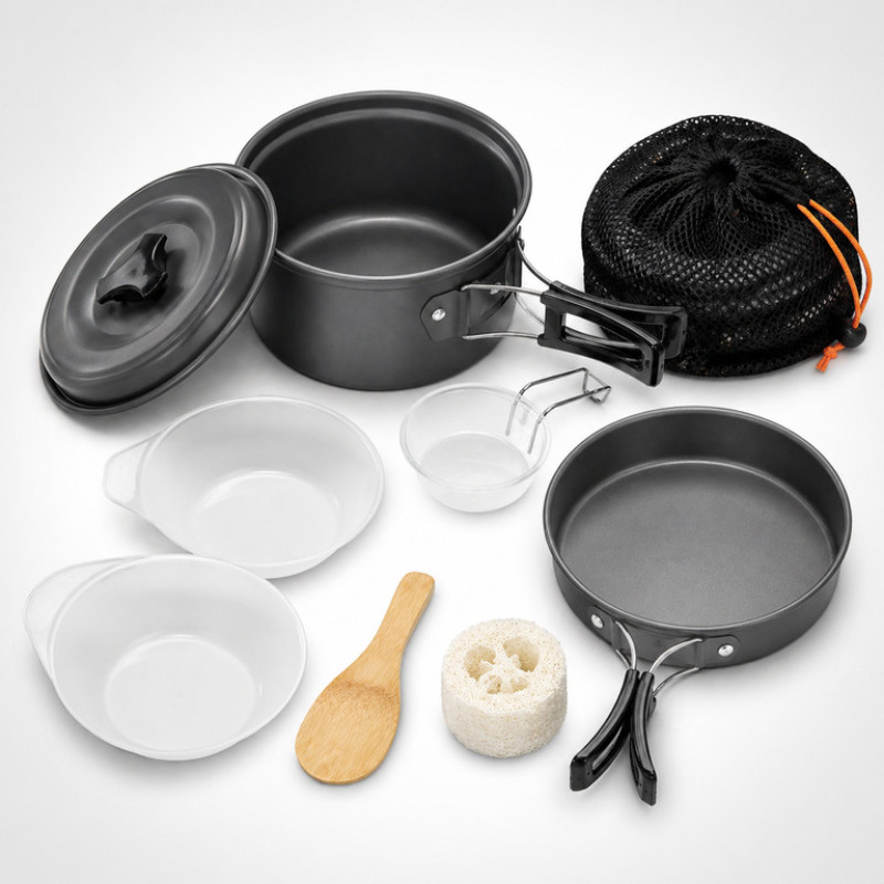 Набір туристичного посуду DS-200 алюмінієвий для кемпінгу на 2 особи